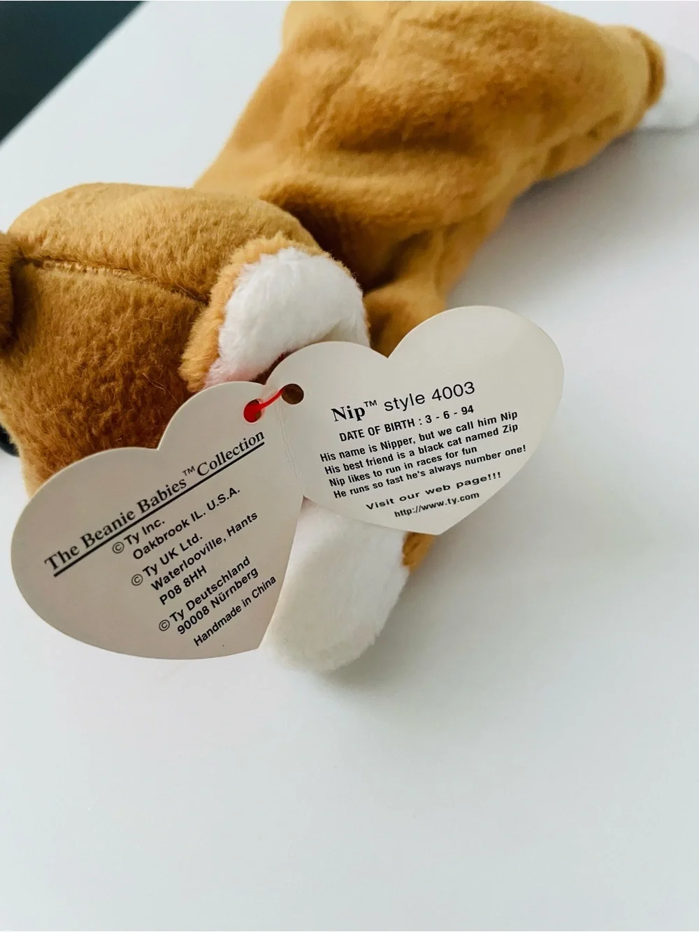 Ty Brown & White Cat Plush with Heart Tag